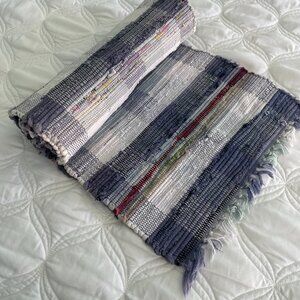 Coastal Multicolored Blue & White Striped Table Runner